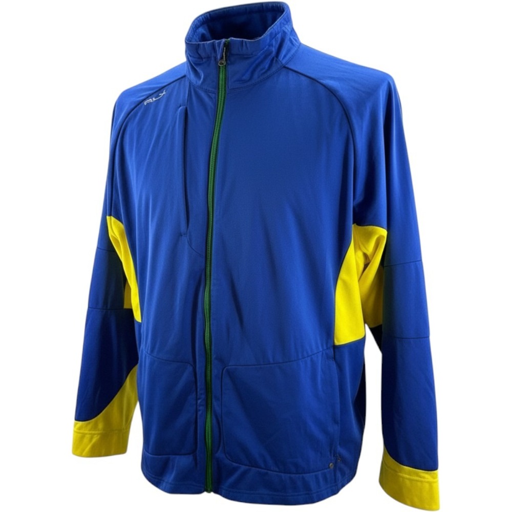 RLX Ralph Lauren Blue Yellow Full Zip Windbreaker Jacket Golf Mens XLarge